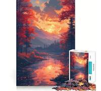 Rompecabezas de 1000 Piezas Río Susurro de Otoño,Corte Suave,Juego Mental,Regalo,Tiempo de Juego Relajante,Pieza de Arte navideña (50x75cm)