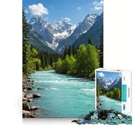 Rompecabezas de 1000 Piezas Río Turquesa Que Fluye a través de un Paisaje montañoso Juguete de Corte Premium para ejercitar la Mente Tiempo de diversión y Paz Regalo Ideal para cumpleaños (38x26cm)