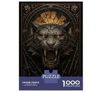 Rompecabezas De 1000 Piezas Roaring Tiger - Gothic Metal Fantasy Beast Poster Rompecabezas para Adultos Juegos Familiares Ensamblaje De Patrones Cumpleaños Y Navidad 70x50cm/1000pcs