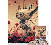 Rompecabezas de 1000 Piezas Robot Gato en Flores Juguetes antiestrés Regalos de Amigo Secreto Juego Educativo Lista de Deseos con Papá Noel tamaño 38x26cm