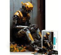 Rompecabezas de 1000 Piezas Robot Triste en ruinas para Adultos Juguete Inteligente y Divertido Bordes Lisos Decoración de Pared (38x52cm)