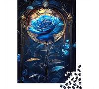 Rompecabezas de 1000 Piezas Rosa Azul Gótica Marco Vitral Papel Reciclado Regalo Hombre Mujer Juego Educativo Desafiante 52x38cm/1000pcs