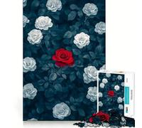Rompecabezas de 1000 Piezas Rosa Roja Entre Blancas para Adultos Ideal para ejercitar la Memoria y Disfrutar del Tiempo Libre Diseño para armar Colección de Arte (38x26cm)