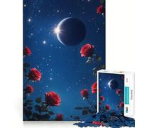 Rompecabezas de 1000 Piezas Rosas Celestiales Bajo una Noche Cósmica Juego de Pensamiento Divertido y Preciso Juego de Paz Regalo Navideño (50x75cm)