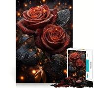 Rompecabezas de 1000 Piezas Rosas Rojas con Gotas de Rocío para Adolescentes Juguete para estimular la lógica Diversión en Interiores Borde Premium Regalo Memorable (50x75cm)