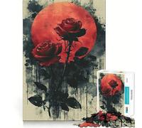Rompecabezas de 1000 Piezas Rosas Rojas Marchitas para Adolescentes Juego de Memoria y concentración Calidad Profesional Ideal para Recortar y Relajarse en Grupo (38x52cm)