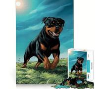 Rompecabezas de 1000 Piezas Rottweiler Corriendo para Adolescentes, Juguete de lógica Fuerte, Tiempo en Familia, Borde Transparente, cálida Sorpresa (38x52cm)
