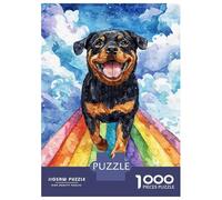 Rompecabezas De 1000 Piezas - Rottweiler on Rainbow Bridge Rompecabezas para Adultos Juego De Ingenio Desafío Difícil Oferta como Regalos para Toda La Familia 52x38cm/1000pcs