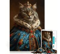 Rompecabezas de 1000 Piezas Royal Cat para Adultos: ejercita la Memoria, entretenido y de diseño Colección de Arte para armar (50x75cm)