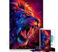Rompecabezas de 1000 Piezas Rugido de León Neón para Adultos Juguete para ejercitar la Mente Fácil de armar Regalo de Temporada (38x52cm)