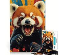 Rompecabezas de 1000 Piezas Rugido de Panda Rojo para Adolescentes Juguete de lógica Fina, Divertido y Relajante Decoración de Pared con Bordes limpios (38x52cm)