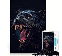 Rompecabezas de 1000 Piezas Rugido de Pantera Negra,Bordes Sin Costuras,Juego de Pensamiento Divertido,Tiempo de Entretenimiento,Regalo de Arte Navideño 38x52cm