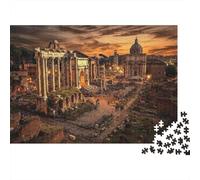 Rompecabezas de 1000 Piezas Ruinas Romanas al Atardecer - Ruinas Antiguas resplandecientes al Atardecer - Juego Educativo para Adultos - Hermosa decoración - Desafiante - Regalos - 52 x 38 cm