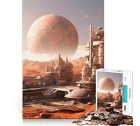 Rompecabezas de 1000 Piezas Rumbo Rojo: Paisaje Urbano de Marte para Adultos Juguete Inteligente y Divertido Bordes Lisos Decoración de Pared (38x26cm)