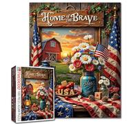 Rompecabezas de 1000 piezas rústico de granero patriótico americano para adultos, rompecabezas del 4 de julio para decoración de pared patriótica de Estados Unidos, decoración de pared para regalo