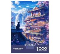 Rompecabezas De 1000 Piezas Sakura Anime Cat Japanese Rompecabezas para Adultos, Juguete, Decoración De Pared, Regalos Divertidos Y Humorísticos De Navidad Y Cumpleaños 70x50cm/1000pcs