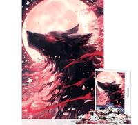 Rompecabezas de 1000 Piezas Sakura Black Wolf Juguetes antiestrés Gran Regalo para Juegos educativos colección de Artistas Bellas Artes tamaño 38x26cm