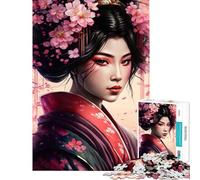 Rompecabezas de 1000 Piezas Sakura Geisha Actividades Divertidas en casa Carrera de Velocidad Manual Juegos educativos para Mayores de 14 años Juego de Rompecabezas Incluido (38x52cm)