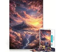 Rompecabezas de 1000 Piezas Sakura Sakura Fuji para Adultos Juguete de lógica Mental Diversión Tranquila Corte Firme Regalo Ideal 50x75cm