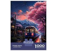Rompecabezas De 1000 Piezas Sakura Sunset Express Rompecabezas para Adultos Juguete Decoración De Pared Regalo De Cumpleaños Cumpleaños Y Navidad 70x50cm/1000pcs