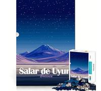 Rompecabezas de 1000 Piezas Salar de Uyuni,Bolivia de Noche Juego de Corte preciso Juguete Inteligente para el Cerebro Juego Relajante Decoración navideña (38x52cm)