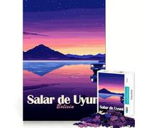 Rompecabezas de 1000 Piezas Saler de Uyuni,Bolivia,Paisaje de Autos Ajuste Juego Entrenamiento de concentración Diversión Tiempo de Juego Relajante Ocio (50x75cm)