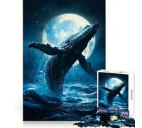 Rompecabezas de 1000 Piezas Salto de Ballena, océano a la luz de la Luna para Adolescentes Entrenamiento Inteligente Pasatiempo Acogedor Corte Impecable Sorpresa de cumpleaños (38x52cm)