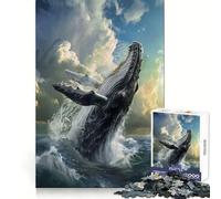 Rompecabezas de 1000 Piezas Salto de Ballenas para Adultos Recuerde la Potencia de la luz Disfrute Bordes precisos Regalo significativo (38x52cm)