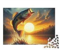 Rompecabezas de 1000 Piezas Salto de lubina para Adultos. Juego Educativo. Hermosa decoración. Difícil y desafiante cumpleaños. 52 x 38 cm