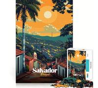 Rompecabezas de 1000 Piezas Salvador,Brasil Póster de Viaje Corte Impecable Diversión para Resolver Problemas Juego Divertido Juego Libre Regalo de Arte navideño (50x75cm)