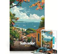 Rompecabezas de 1000 Piezas Salvador,Brasil Póster de Viaje Decoración Ideal para Cortar Juego cognitivo Regalo Juego fácil Regalo de cumpleaños (50x75cm)