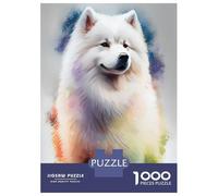 Rompecabezas De 1000 Piezas Samoyed Drawn Rompecabezas para Adultos Juego De Ingenio Carrera De Velocidad De Manos Cumpleaños Y Navidad 38x26cm/1000pcs