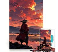 Rompecabezas de 1000 Piezas Samurái al Atardecer para Adolescentes Juguete para estimular la lógica Diversión en Interiores Borde Premium Regalo Memorable (38x26cm)