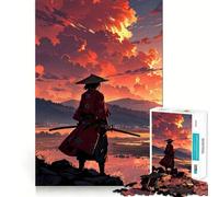 Rompecabezas de 1000 Piezas Samurái al Atardecer para Adolescentes Refuerza la Memoria Divertido y Tranquilo Borde de Calidad Regalo Ideal (38x52cm)