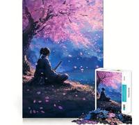 Rompecabezas de 1000 Piezas Samurái bajo cerezos en Flor para Adolescentes Juguete Mental Tiempo de Paz Corte Premium Regalo artístico (50x75cm)