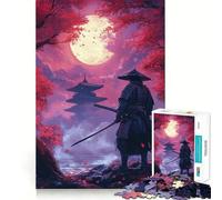 Rompecabezas de 1000 Piezas Samurái bajo el Cielo Iluminado por la Luna para Adultos Mejora la Memoria, Alivia la ansiedad y Decora la Pared con Bordes Afilados (50x75cm)
