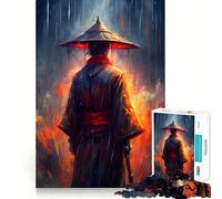 Rompecabezas de 1000 Piezas Samurái bajo la Lluvia y el Fuego para Adultos Juguete Intelectual Relajante y Divertido Corte preciso (38x26cm)