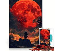 Rompecabezas de 1000 Piezas Samurái bajo la Luna de Sangre para Adolescentes Juguete de lógica Tipo Tren para aliviar el estrés Corte Suave Regalo Memorable (50x75cm)