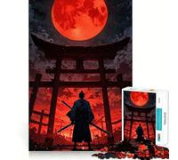 Rompecabezas de 1000 Piezas Samurái bajo la Luna de Sangre para Adolescentes Juguete Mental Tiempo de Paz Corte Premium Regalo artístico (38x52cm)