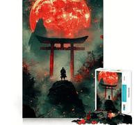 Rompecabezas de 1000 Piezas Samurái bajo la Luna de Sangre para Adolescentes Mejora la Memoria Fácil de Usar Ideal para el Ocio Diseño de Pared con Corte Firme (38x26cm)