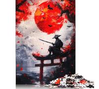 Rompecabezas de 1000 Piezas Samurái bajo la Luna de Sangre para Adultos, Juguete Intelectual, Juego Educativo para aliviar el estrés, decoración del hogar, 1000 Piezas (75 x 50 cm)