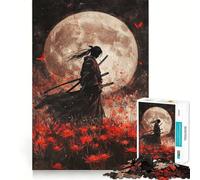 Rompecabezas de 1000 Piezas Samurái bajo la Luna para Adultos: Mejora la Memoria, Alivia la ansiedad y Decora la Pared con Bordes Afilados (38x52cm)