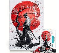 Rompecabezas de 1000 Piezas Samurái bajo la Luna roja para Adultos: Mejora la Memoria, Alivia la ansiedad y Decora la Pared con Bordes Afilados (38x26cm)