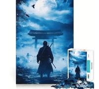 Rompecabezas de 1000 Piezas Samurái bajo la luz de la Luna para Adultos Rompecabezas Suave para Relajarse Imagen para armar Artículo de Santa Claus (38x26cm)