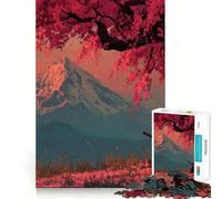 Rompecabezas de 1000 Piezas Samurái bajo un Cerezo con montaña para Adolescentes Juguete para desarrollar la Habilidad Mental y Relajarse Corte preciso (38x26cm)