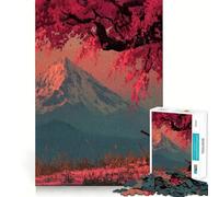 Rompecabezas de 1000 Piezas Samurái bajo un Cerezo con montaña para Adultos Rompecabezas Suave para Relajarse Imagen para armar Artículo de Santa Claus (50x75cm)