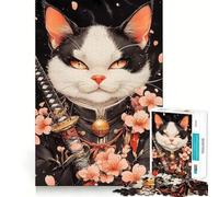Rompecabezas de 1000 Piezas Samurai Bombay Cat with Cherry Blossoms para Adolescentes Juguete de lógica, Divertido y silencioso Corte Suave Un Regalo Encantador (50x75cm)