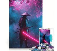 Rompecabezas de 1000 Piezas: Samurái ciberpunk con Katana de neón, Juego Familiar, Montaje de Patrones, con Piezas de Formas aleatorias Que encajan Perfectamente 38x52cm