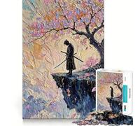 Rompecabezas de 1000 Piezas Samurái contemplando bajo un Cerezo en Flor para Adultos Ideal para ejercitar la Memoria y Disfrutar del Tiempo Libre Diseño para armar Colección de Arte (38x52cm)