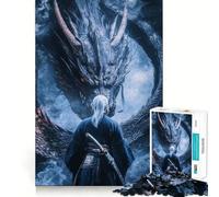 Rompecabezas de 1000 Piezas Samurái contra Dragón para Adolescentes Juguete Intelectual para Disfrutar en Familia Corte de Calidad (38x26cm)